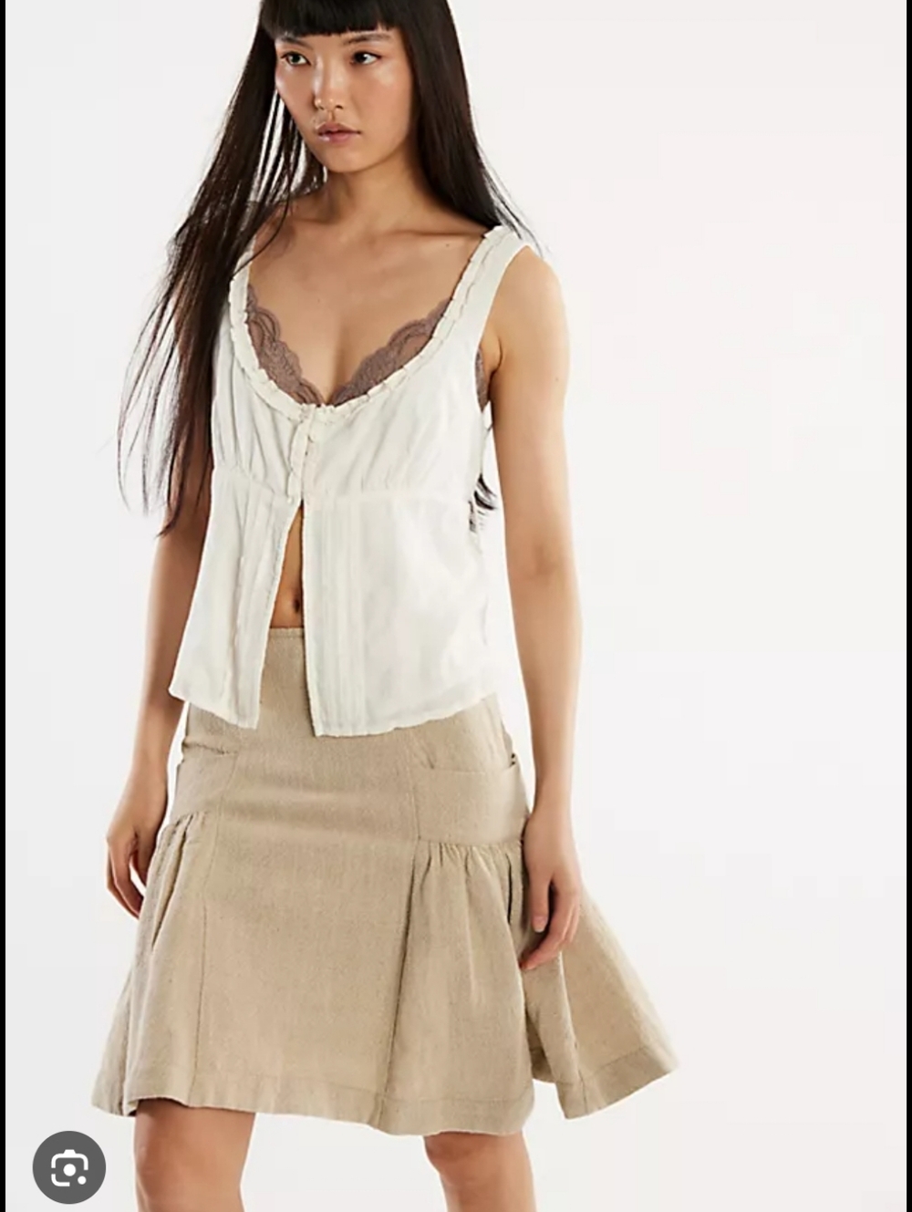 Free People Natural‎ Beige Textured Mini Skirt